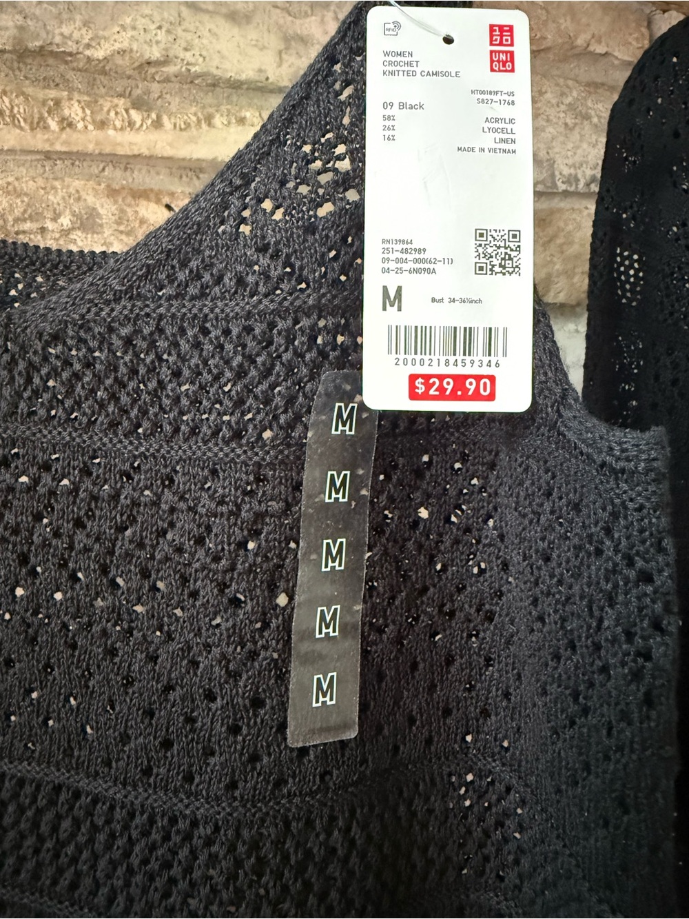 UNIQLO Black Crochet Open-Front Women's Cardigan and Camisole. - Picture 4 of 10